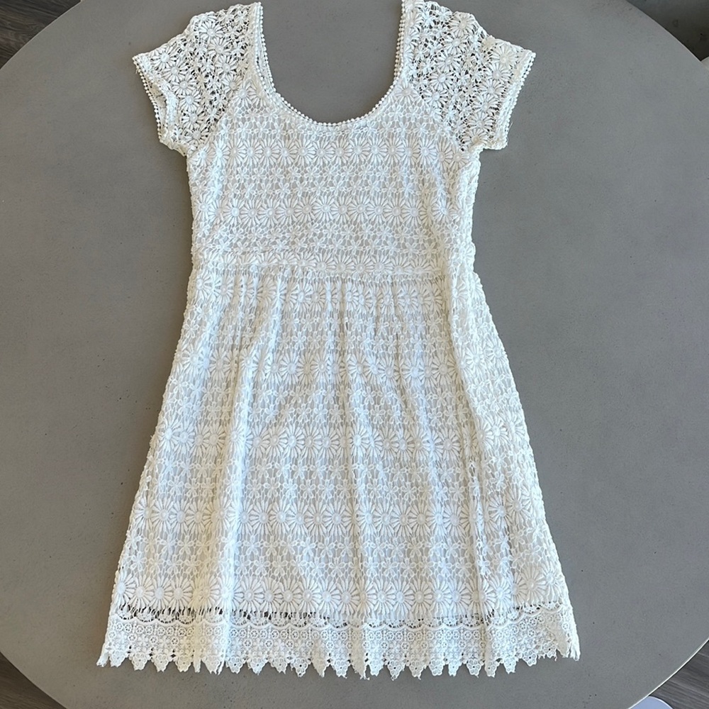 Zara white crochet floral dress